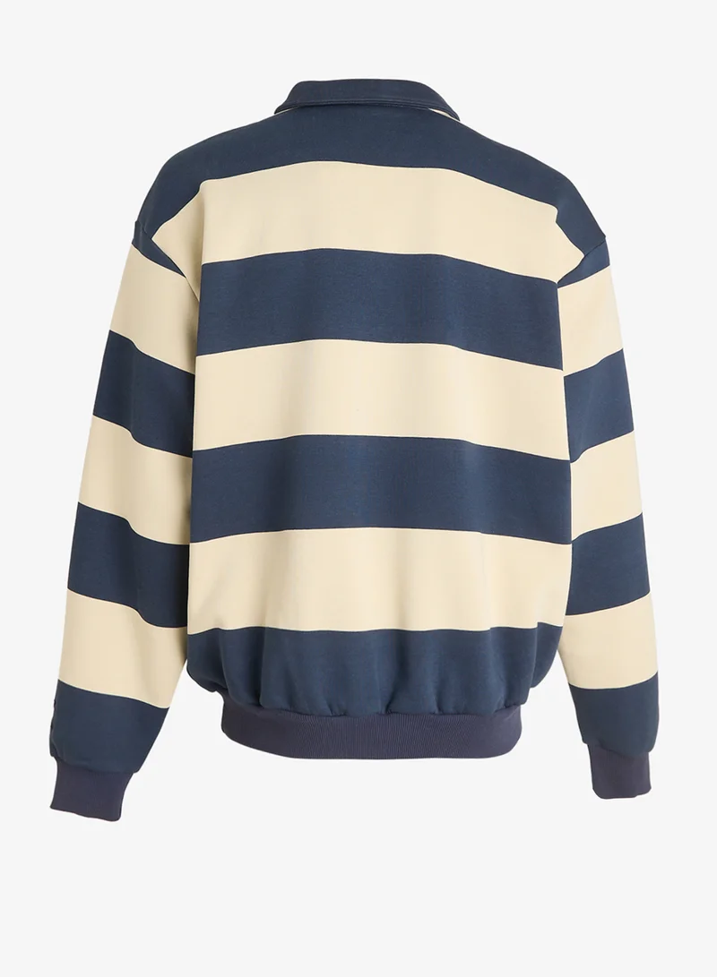 كارل كاني قميص رجبي مخطط بتصميم تراثي واسع