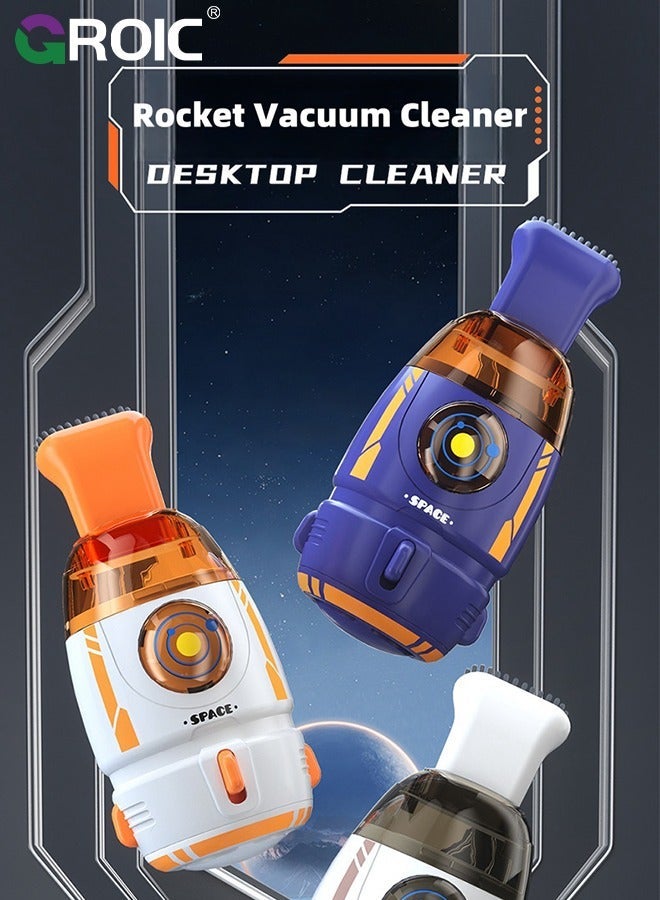 جرويك مكنسة يدوية، كرتونية على شكل صاروخ، تنظيف متعدد الوظائف لسطح المكتب أيضًا لإزالة الحطام، فوضى الورق وشعر الحيوانات - Image 2