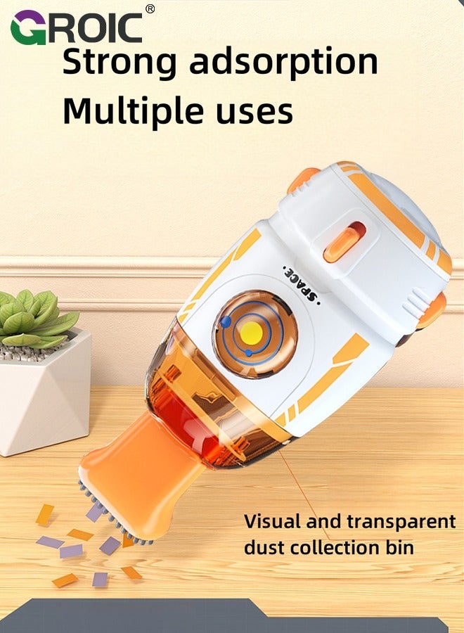 جرويك مكنسة يدوية، كرتونية على شكل صاروخ، تنظيف متعدد الوظائف لسطح المكتب أيضًا لإزالة الحطام، فوضى الورق وشعر الحيوانات - Image 3