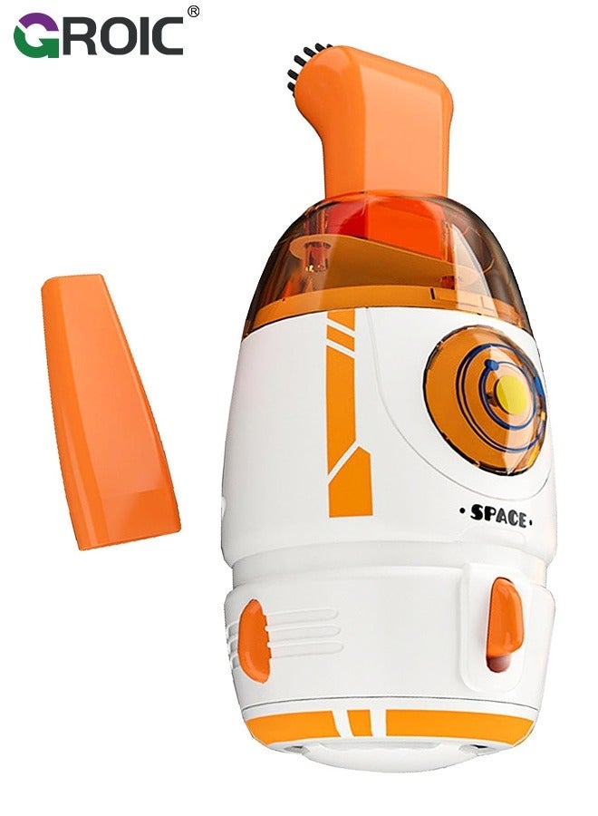 جرويك مكنسة يدوية، كرتونية على شكل صاروخ، تنظيف متعدد الوظائف لسطح المكتب أيضًا لإزالة الحطام، فوضى الورق وشعر الحيوانات - Image 1