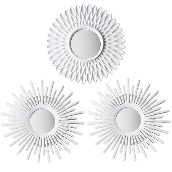 WALL MIRRORS PACK OF 3 ROUND WHITE MIRRORS FOR HOME DECOR BEDROOM ROOM ESPEJOS DECORATIVOS DE PARED SALA DORMITORIO CIRCLE WALL DECOR MINIMALIST VINTAGE CHIC GIFTS FOR WOMEN MUMS