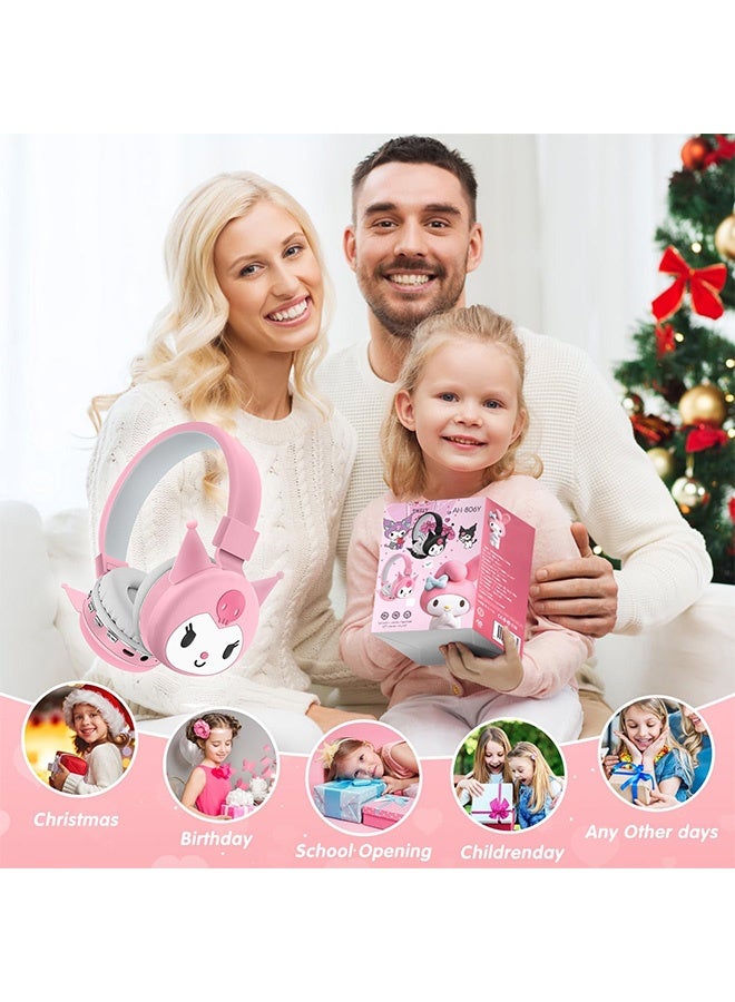 Gecomo Kids Bluetooth Headphones, Cat Ear Bluetooth Headphones with Microphone, Cute Noise Cancelling Toddler Headphones Wireless for Teens (Pink) - Image 4