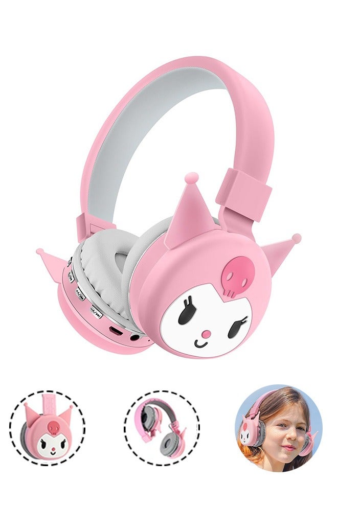 Gecomo Kids Bluetooth Headphones, Cat Ear Bluetooth Headphones with Microphone, Cute Noise Cancelling Toddler Headphones Wireless for Teens (Pink) - Image 1