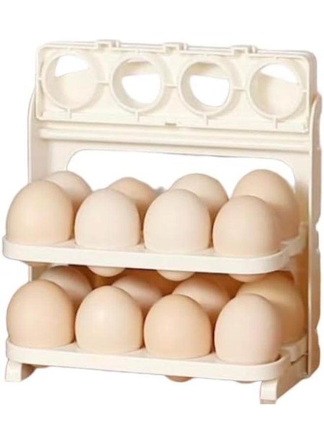 ECVV Folding Egg Rack, 24 Grid Egg Storage Holder, 3 Layer Foldable Egg Organizer White - Image 1