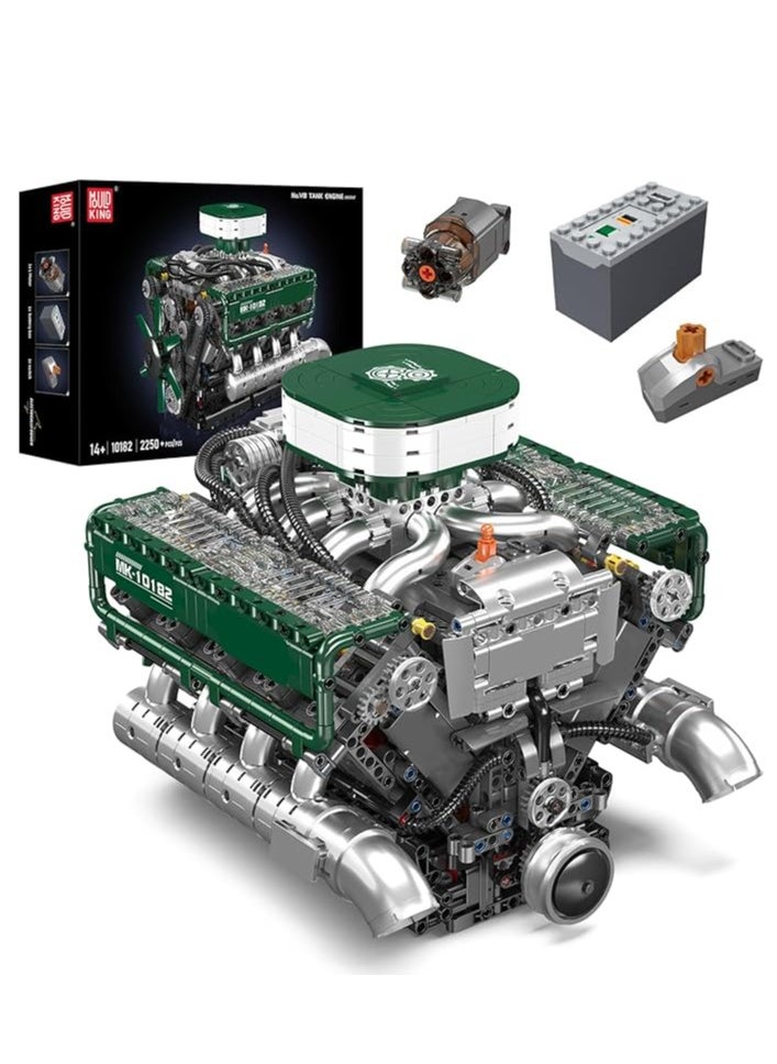 mould king 10182 V8 Engine Building Blocks Sets, MOC V8 Tank Engine Model Kit with Motor, Collectable 8-Cylinder Combustion Car Engine Model Toys for Kids/Adults (2250+PCS)  - Image 1