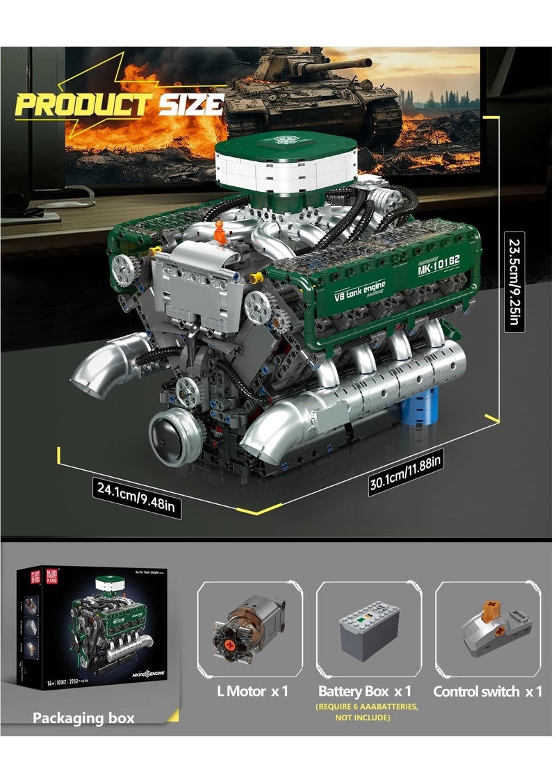 mould king 10182 V8 Engine Building Blocks Sets, MOC V8 Tank Engine Model Kit with Motor, Collectable 8-Cylinder Combustion Car Engine Model Toys for Kids/Adults (2250+PCS)  - Image 3