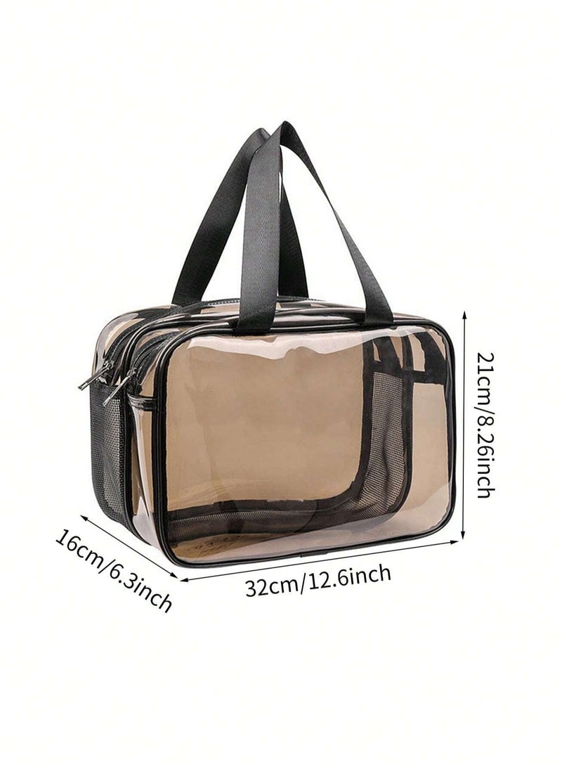 KHAJUL Large Waterproof Clear Travel Bag for Toiletries - Transparent Makeup Bag with Double Zipper Design - Compliant Carry-On for Men and Women - Image 2