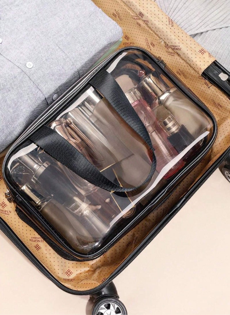 KHAJUL Large Waterproof Clear Travel Bag for Toiletries - Transparent Makeup Bag with Double Zipper Design - Compliant Carry-On for Men and Women - Image 4