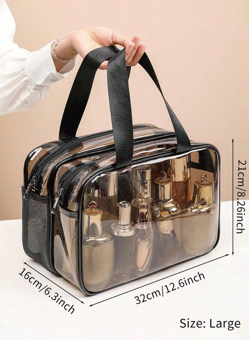 KHAJUL Large Waterproof Clear Travel Bag for Toiletries - Transparent Makeup Bag with Double Zipper Design - Compliant Carry-On for Men and Women - Image 5