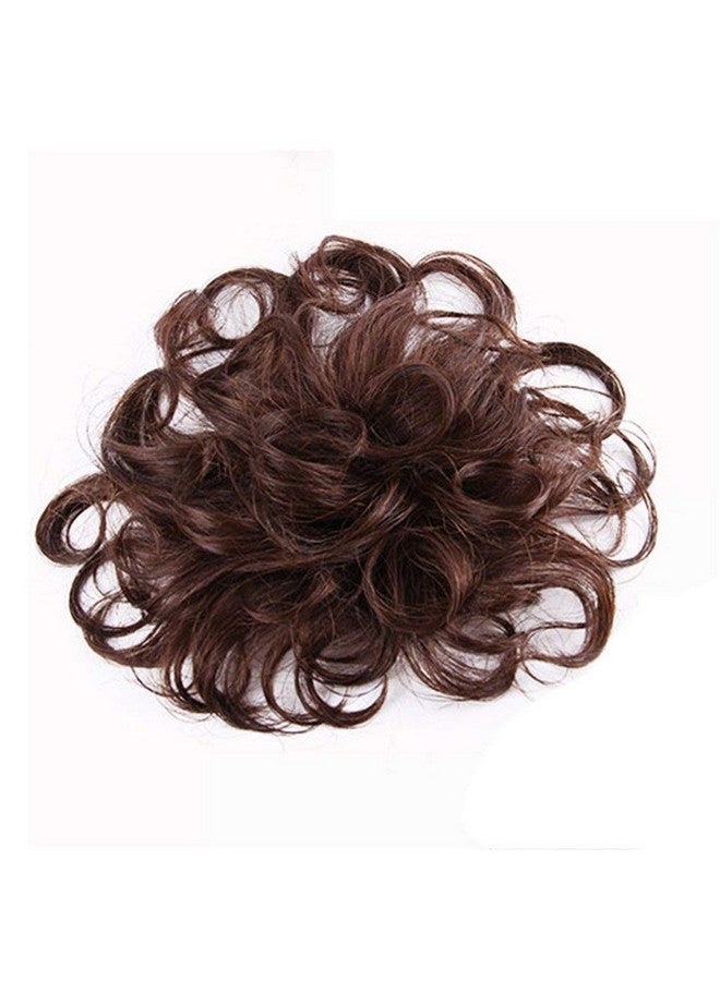 Remeehi Short Curly Wavy Human Hair Toppers 4.7" X 4.7" Seamless Fluffy Replacement Clip In Hairpiece For Covering White Hair Toupee Wiglet Light Brown - Image 1