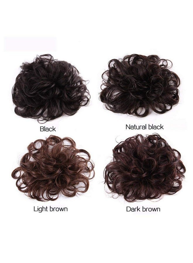 Remeehi Short Curly Wavy Human Hair Toppers 4.7" X 4.7" Seamless Fluffy Replacement Clip In Hairpiece For Covering White Hair Toupee Wiglet Light Brown - Image 5