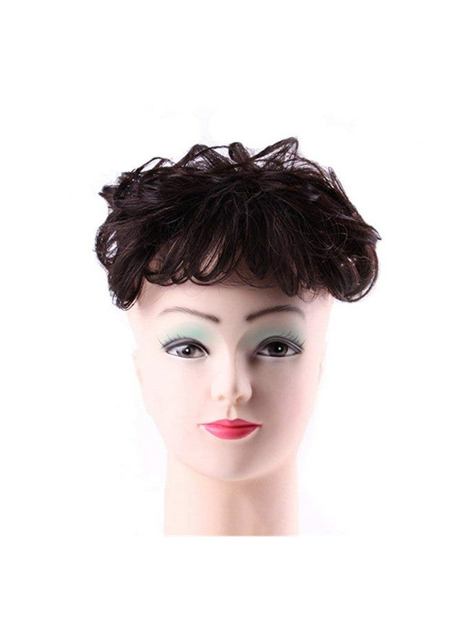 Remeehi Short Curly Wavy Human Hair Toppers 4.7" X 4.7" Seamless Fluffy Replacement Clip In Hairpiece For Covering White Hair Toupee Wiglet Light Brown - Image 4