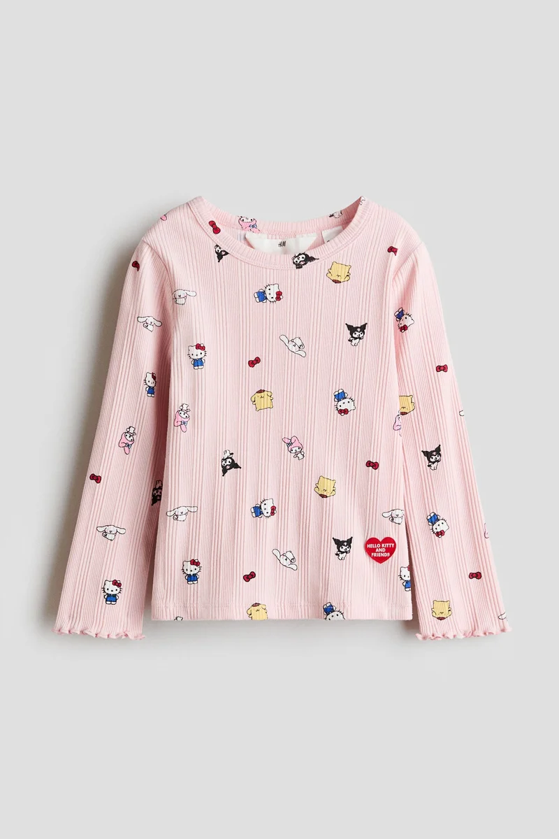 H&M Ribbed printed top