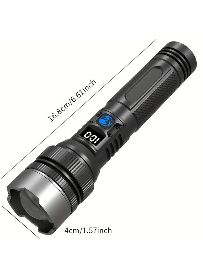 Black Rechargeable LED Flashlight 4500 Lumens Digital Display Portable For Camping - Image 3
