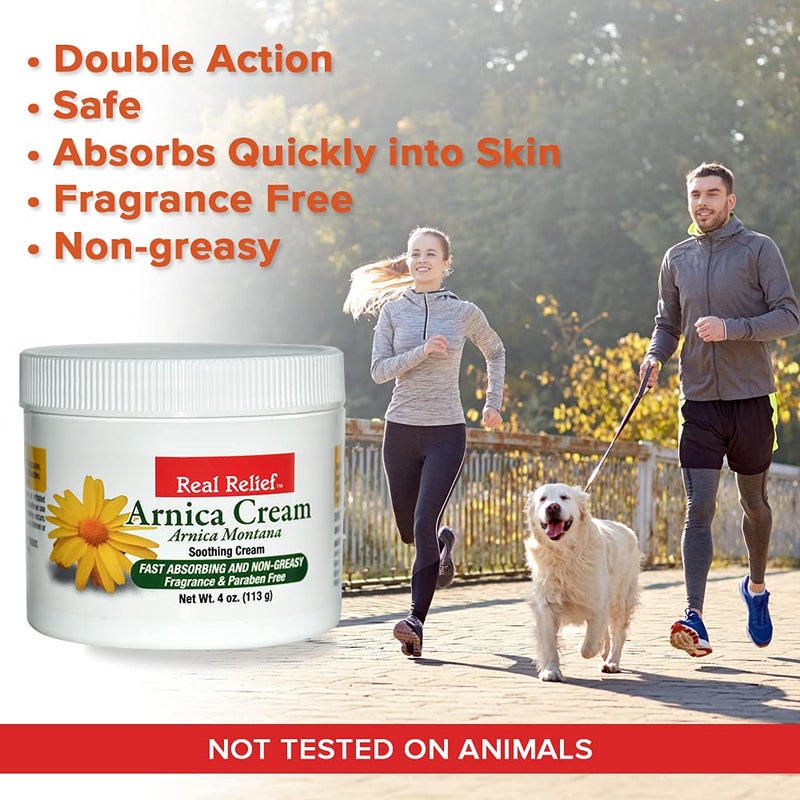 Real Relief Arnica Cream, Natural, Soothing, Non Greasy and Unscented Pain Relief Cream, 4 oz (Pack of 1) - Image 4