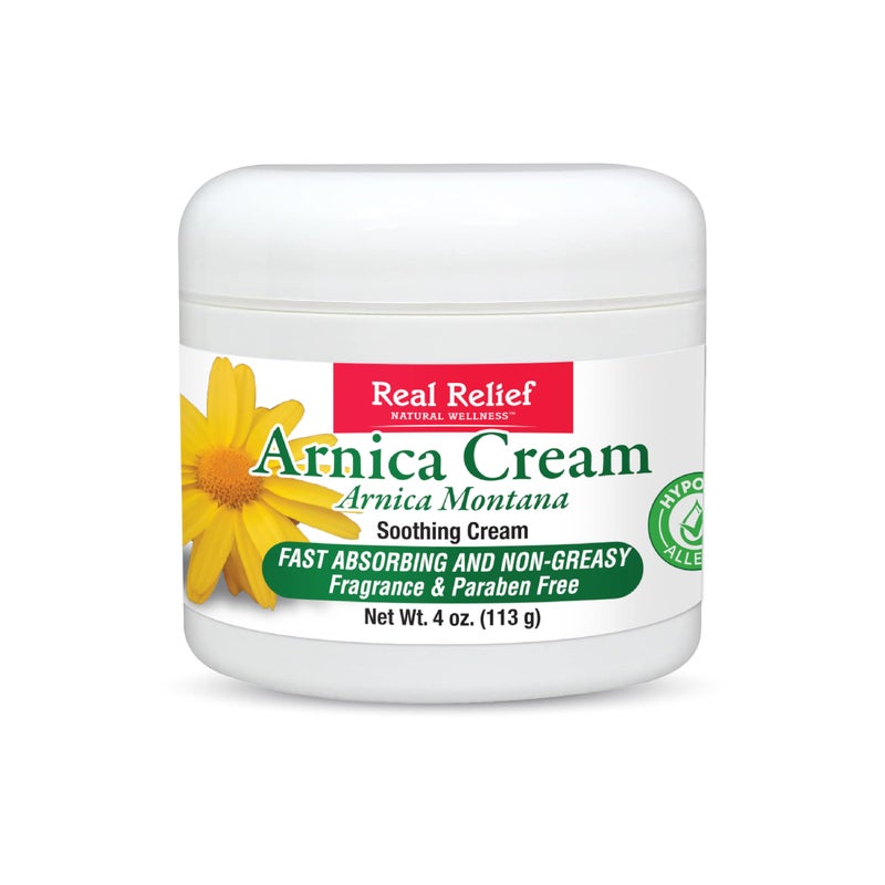 Real Relief Arnica Cream, Natural, Soothing, Non Greasy and Unscented Pain Relief Cream, 4 oz (Pack of 1) - Image 1