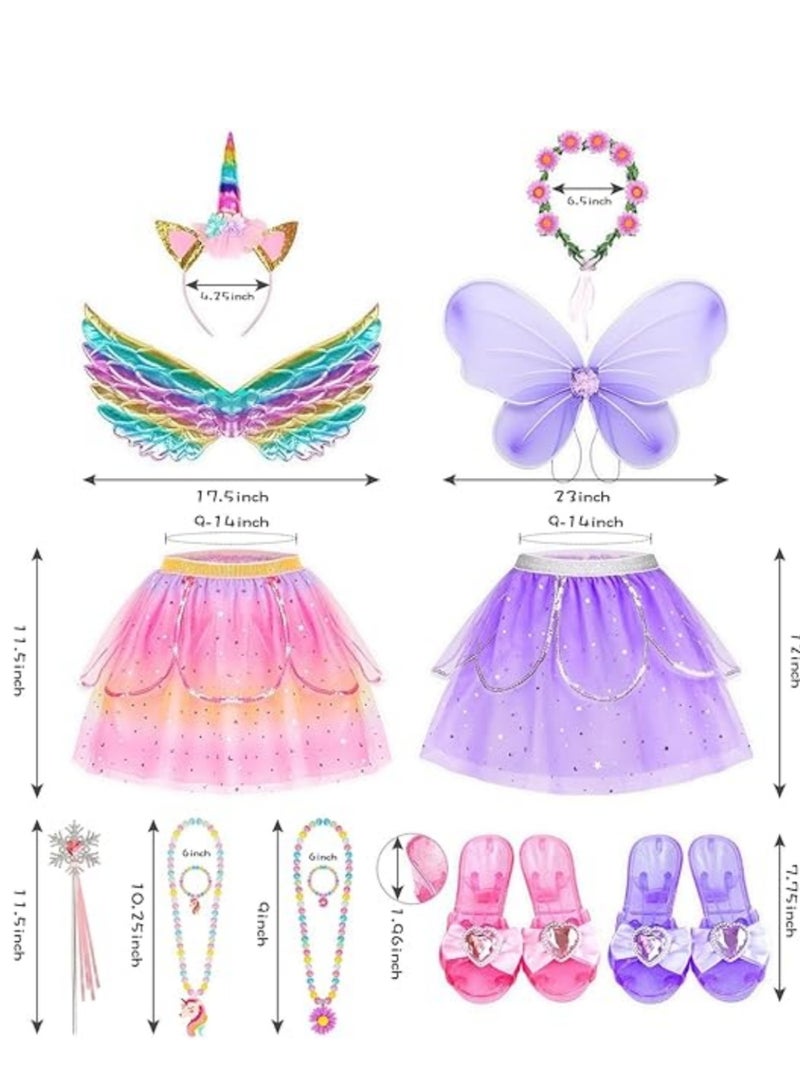 DAILYCHIC Kids Princess Dress Up Clothes, Girls Dressup Costumes, Tutu Skirt, Butterfly Wings, Princess Shoes Princess Dresses for Girl 3-8 Chrirstmas Halloween Birthday Party - Image 2