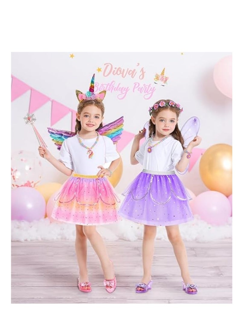 DAILYCHIC Kids Princess Dress Up Clothes, Girls Dressup Costumes, Tutu Skirt, Butterfly Wings, Princess Shoes Princess Dresses for Girl 3-8 Chrirstmas Halloween Birthday Party - Image 4