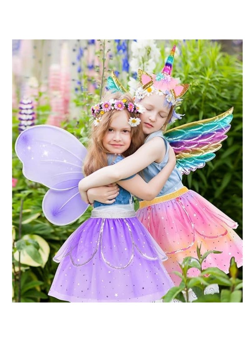 DAILYCHIC Kids Princess Dress Up Clothes, Girls Dressup Costumes, Tutu Skirt, Butterfly Wings, Princess Shoes Princess Dresses for Girl 3-8 Chrirstmas Halloween Birthday Party - Image 5