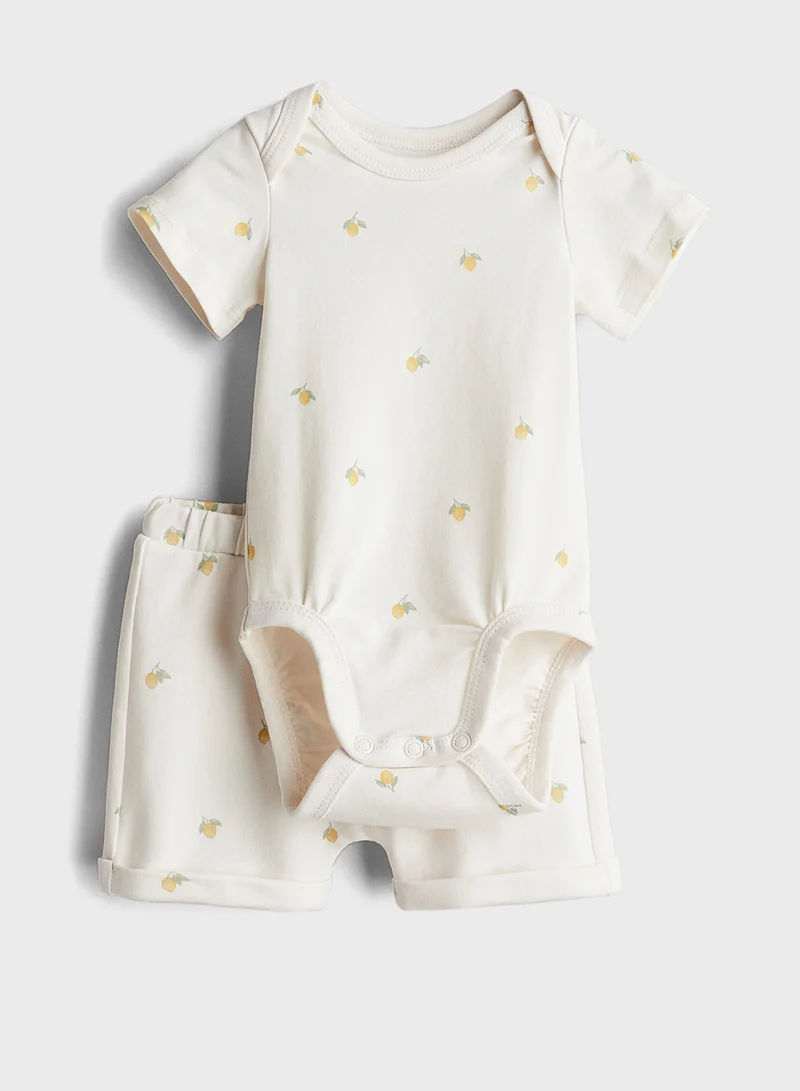 H&M Kids Printed Bodysuit & Shorts Set