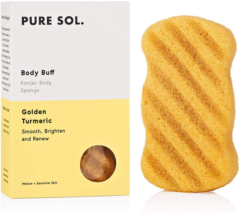 pureSOL Pure SOL. Konjac Exfoliating Bath Sponge - Turmeric Exfoliating Sponge – Konjac Sponge for Brightening - Deep Cleansing, Clean Pores, Remove Impurities - 100% Natural and Good for All Skin Types - Image 1