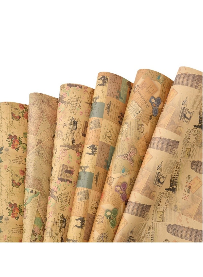 6 Sheets Gift Wrapping Paper With Accessories,Holiday Gift Wrapping Paper,Birthday Gift Box Gift Wrapping DIY,Gift Wrapping Paper for Birthday,Holiday,Wedding Party,Kids Gift Wrapping(70cmX50cm) - Image 2