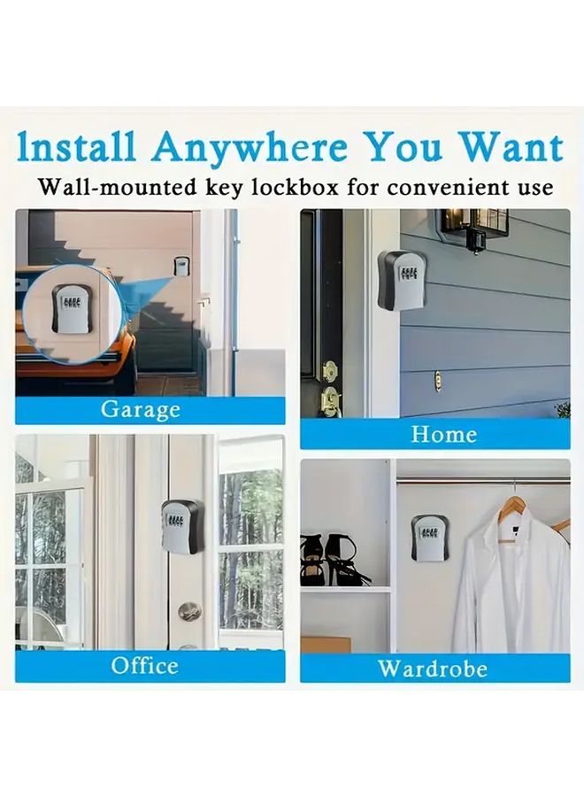 Heavy Duty Combination Key Lock Box Deep Grey 4 Digit Resettable Code Wall Mount - Image 4