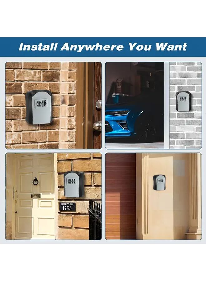 Heavy Duty Combination Key Lock Box Deep Grey 4 Digit Resettable Code Wall Mount - Image 3