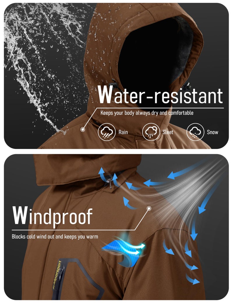 MAGCOMSEN Snow Jackets for Men Waterproof Jacket Men Snowboard Jacket Ski Jacket Rain Jacket Rain Coats Warm Jacket Skiing Winter Jacket Winter Coats Windbreaker Mens Parka - Image 2