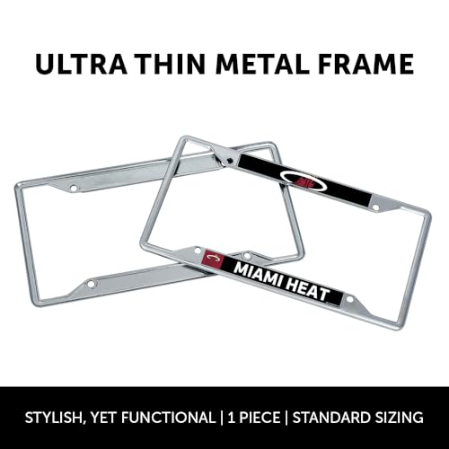 Desert Cactus Miami Heat icense Plate Frame Team NBA LMetal Car Tag Holder for Front or Back of Car Officially Licensed Up Close - Image 3
