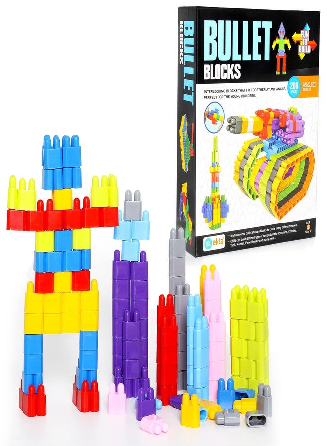 EKTA Bullet Blocks Basic Set Game, 200pcs Interlocking Blocks to Play & Learn Bullet Blocks Activity Game - Image 1