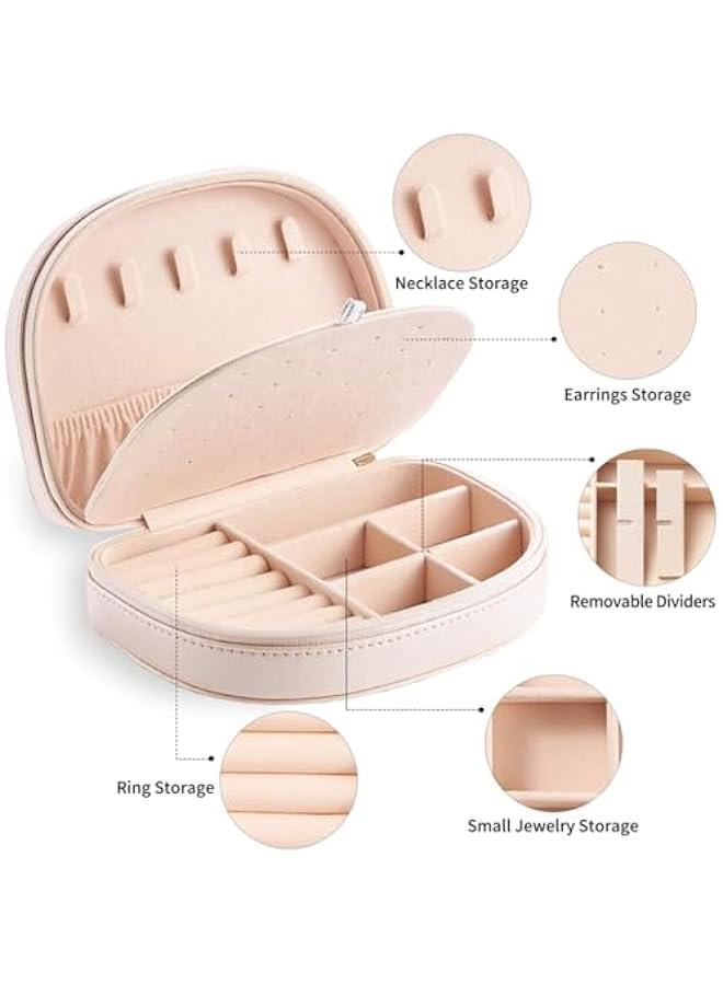 HOOKOR Travel Jewelry Box,Travel Jewelry Case,Seashell-Shaped Jewelry Box, Jewelry Organizer Box for Women, Jewelry Storage Box for Rings, Earrings, Necklaces and Bracelets (Beige) - Image 2