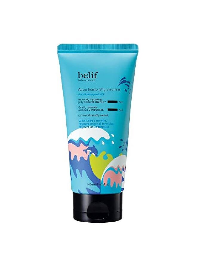 belif - Aqua Bomb Jelly Cleanser ; Hydrating Ingredients Lady'S Mantle Oat Husk & Amino Acids ; Gentle On Skin Makeup Remover ; Clean Beauty Facial Cleansing Foam ; Foaming Face Cleanser ; 541 Fl Oz - Image 1