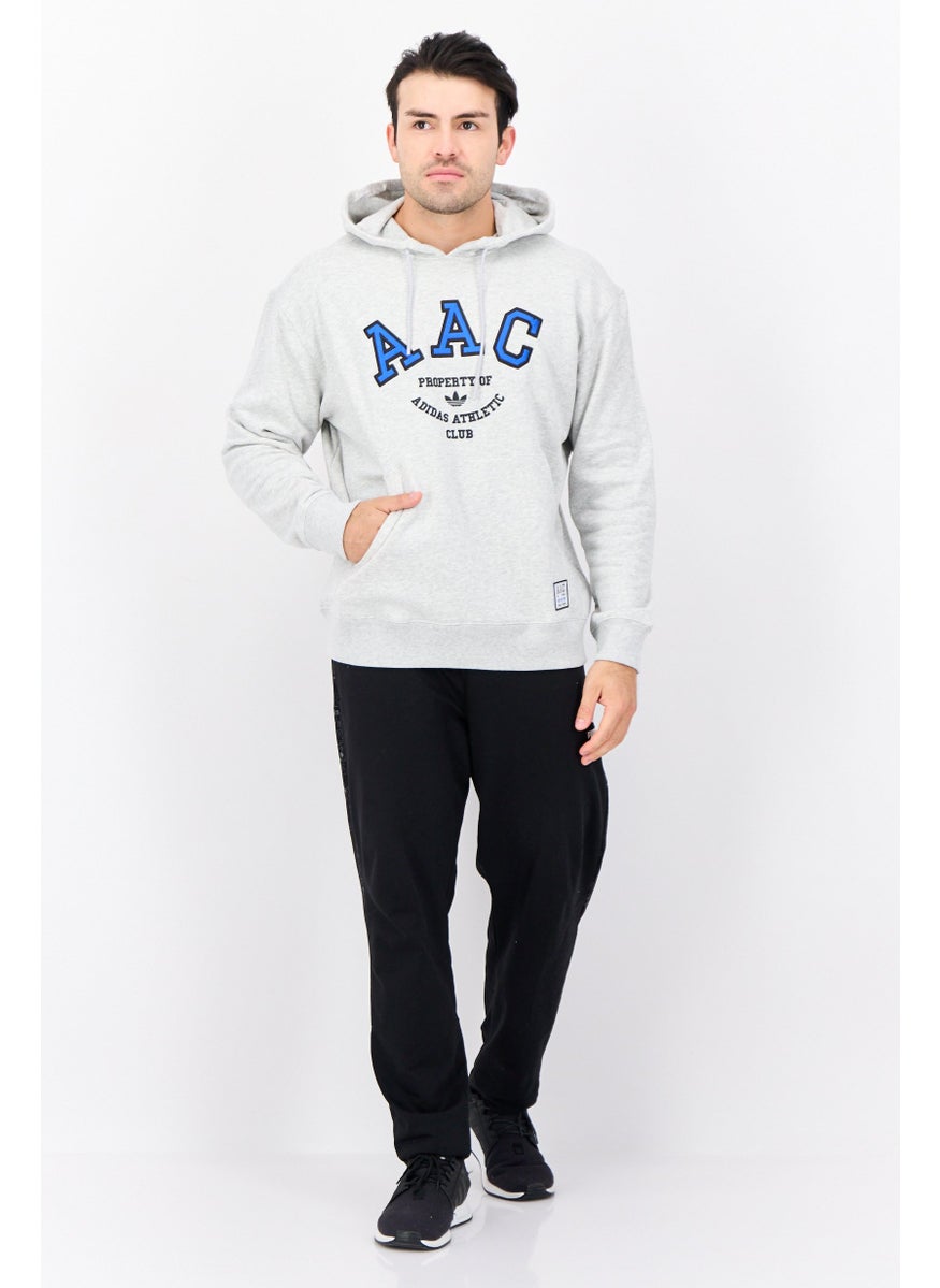 adidas Originals Men Sportswear Fit Long Sleeve Outdoor Hoodie, Light Grey  - Image 4