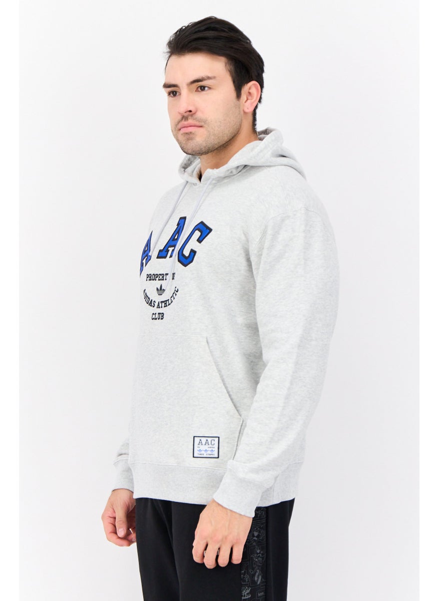 adidas Originals Men Sportswear Fit Long Sleeve Outdoor Hoodie, Light Grey  - Image 2