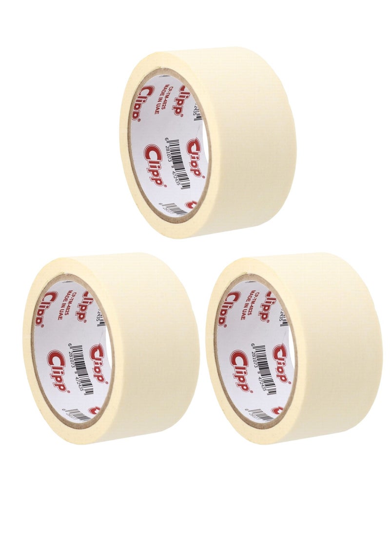 CLIPP 3-Piece Masking Tape With 2 Inch Width 25 Yards Length Strong Adhesive Tape for Painting, Decorating, DIY Home, Office, School Stationery, Arts, DIY Crafts  - Image 1