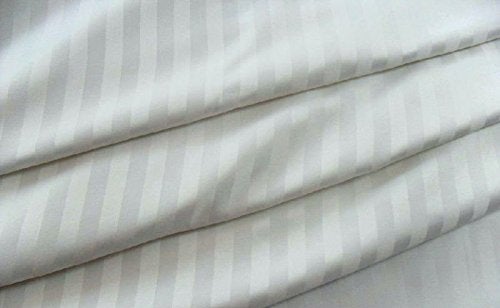 LINENWALAS LINENWALAS Summer Special AntiPilling Cotton 310TC Satin Stripes Double Bedsheet with 2 Pillow Covers White Stripe  - Image 2