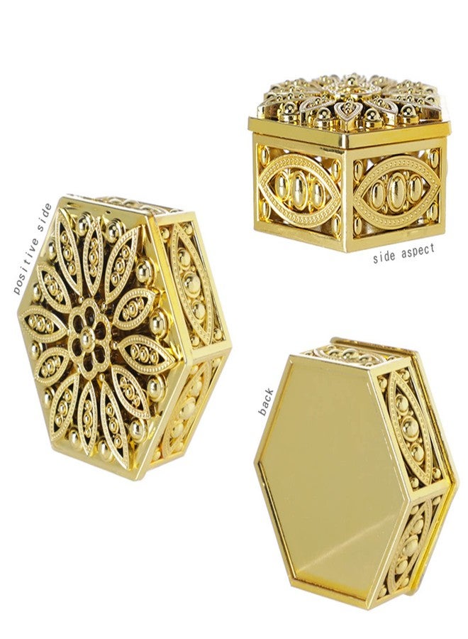 HAN SHENG 12 Pcs Hollow Out Hexagon Candy Boxes Wedding Favor Boxes Candy Storage Boxes Gift Boxes Baking Decoration for Wedding Christmas Birthday Party Decorating Ornament Container (Gold) - Image 3