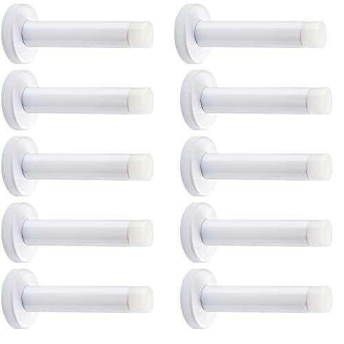 DOKU HOME DOKU 10Pcs Door Stop 35 Inch Heavy Duty 304 Stainless Steel Door Stopper with Rubber Tips Bumper Wall Mounted Door Holder Protection Sound Dampening White - Image 1