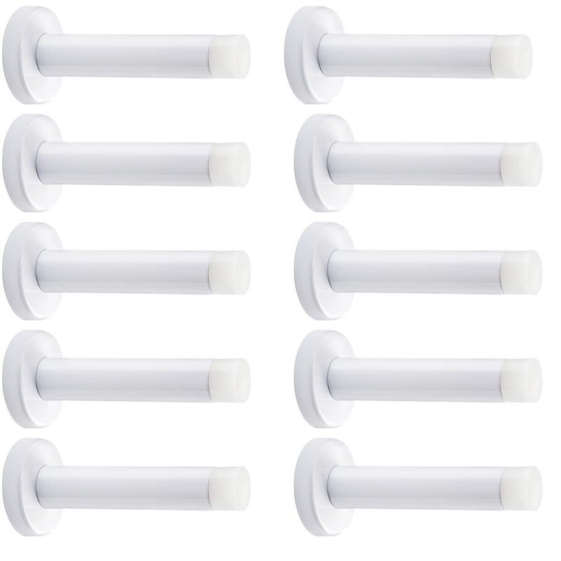 DOKU HOME DOKU 10Pcs Door Stop 35 Inch Heavy Duty 304 Stainless Steel Door Stopper with Rubber Tips Bumper Wall Mounted Door Holder Protection Sound Dampening White - Image 2
