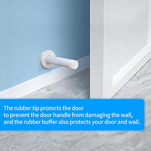 DOKU HOME DOKU 10Pcs Door Stop 35 Inch Heavy Duty 304 Stainless Steel Door Stopper with Rubber Tips Bumper Wall Mounted Door Holder Protection Sound Dampening White - Image 3