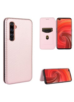 HuHa Case Cover For Realme X50 Pro / X50 Pro 5G Carbon Fiber Texture Horizontal Flip TPU + PC + PU Leather Case with Card Slot Pink 