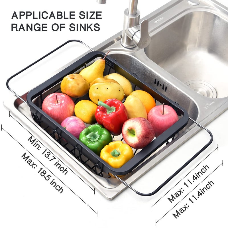 TOOLF Expandable Dish Drying Rack Over The Sink Adjustable Dish Rack in Sink Or On Counter Dish Drainer with Utensil Holder Rustproof for Kitchen - Image 2