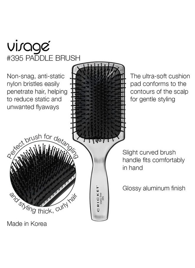 Cricket Visage 395 Paddle Hair Brush For Styling Detangling Blow Drying And Styling All Hair Types Antistatic Nylon Bristles Aluminum Finished Handle Made In Korea  - Image 2