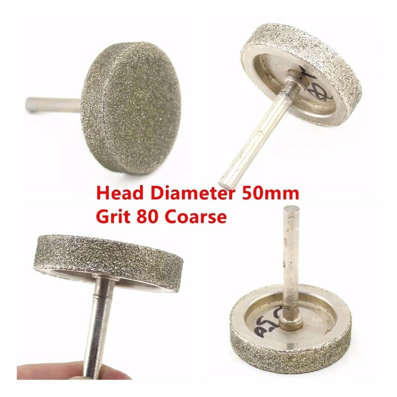 150 Medium Grit 50mm Cylinder Diamond Grinding Head Mounted Points 6mm Shank Lapidary Tool - Image 5