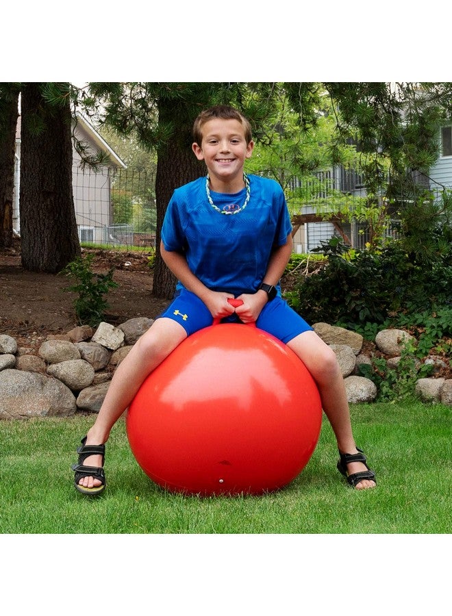 AppleRound Space Hopper Ball with Air Pump: 22in/55cm Diameter for Age 10-12, Kangaroo Bouncer, Hippity Hoppity Hop Ball for Taller Children, Plain Color (Red) - Image 3