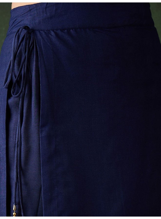 AKS Navy Blue Gota Embroidered Pant lehenga  - Image 3