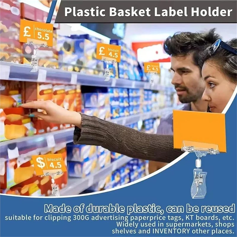 مشابك إشارات واضحة 40 قطعة مشبك إشارة مزدوج الجوانب مشبك إشارة بضائع واضح حامل أسعار دوار رف عرض مشابك ملصقات حامل إشارة رف دوار سعر للعرض - Image 5