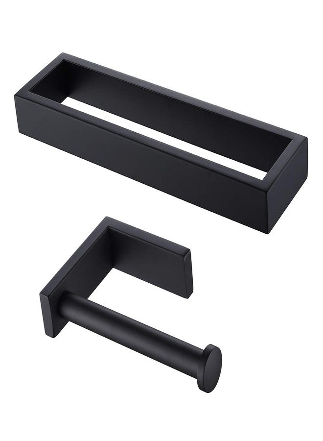 Miyili Matte Black 2-Piece Bathroom Hardware Kit Set Stainless Steel Wall Mount - Includes Towel Rings, Toilet Paper Holder, BS03B2 - Image 1