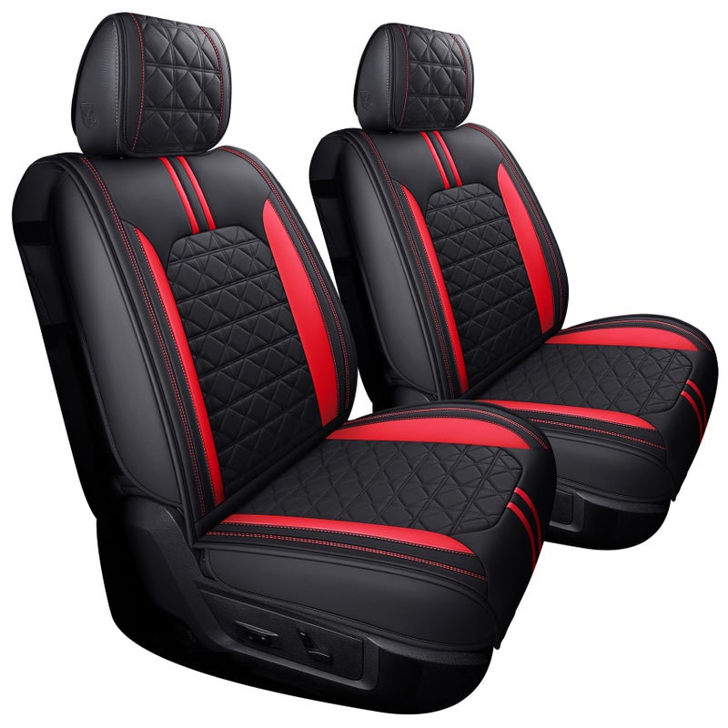YIERTAI Seat Covers for Dodge RAM Custom Fit 20092025 150025003500HD Big Long Horn Rebel Laramie Tradesman Crew Double Cab Quad Cab Truck Seat Protectors2 PCS Front onlyBlackRed